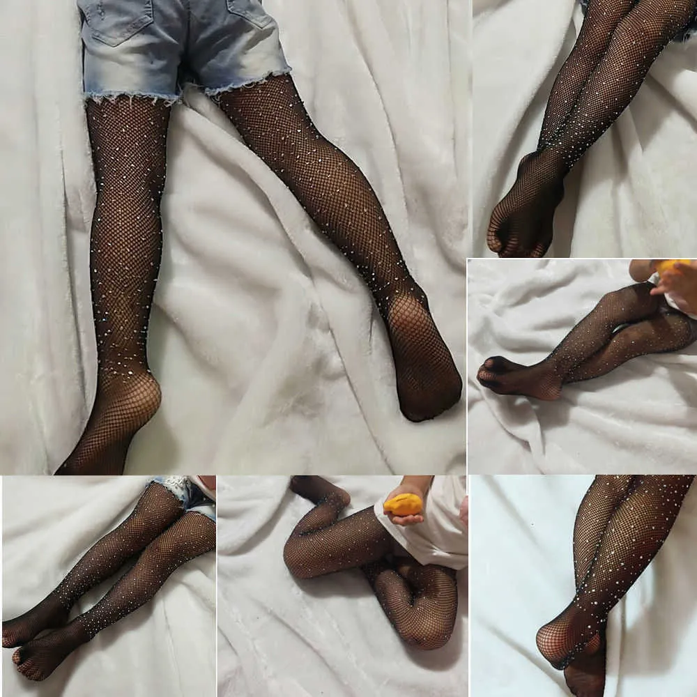 White Stockings Fishnets Tights Collant Sexy Underwear Rhinestones