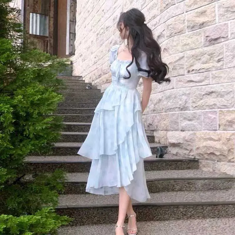 Lightweight Chiffon Floral Dress With Puff Sleeves ... From Join3, $27.71  In Bulk | DHgate.Com