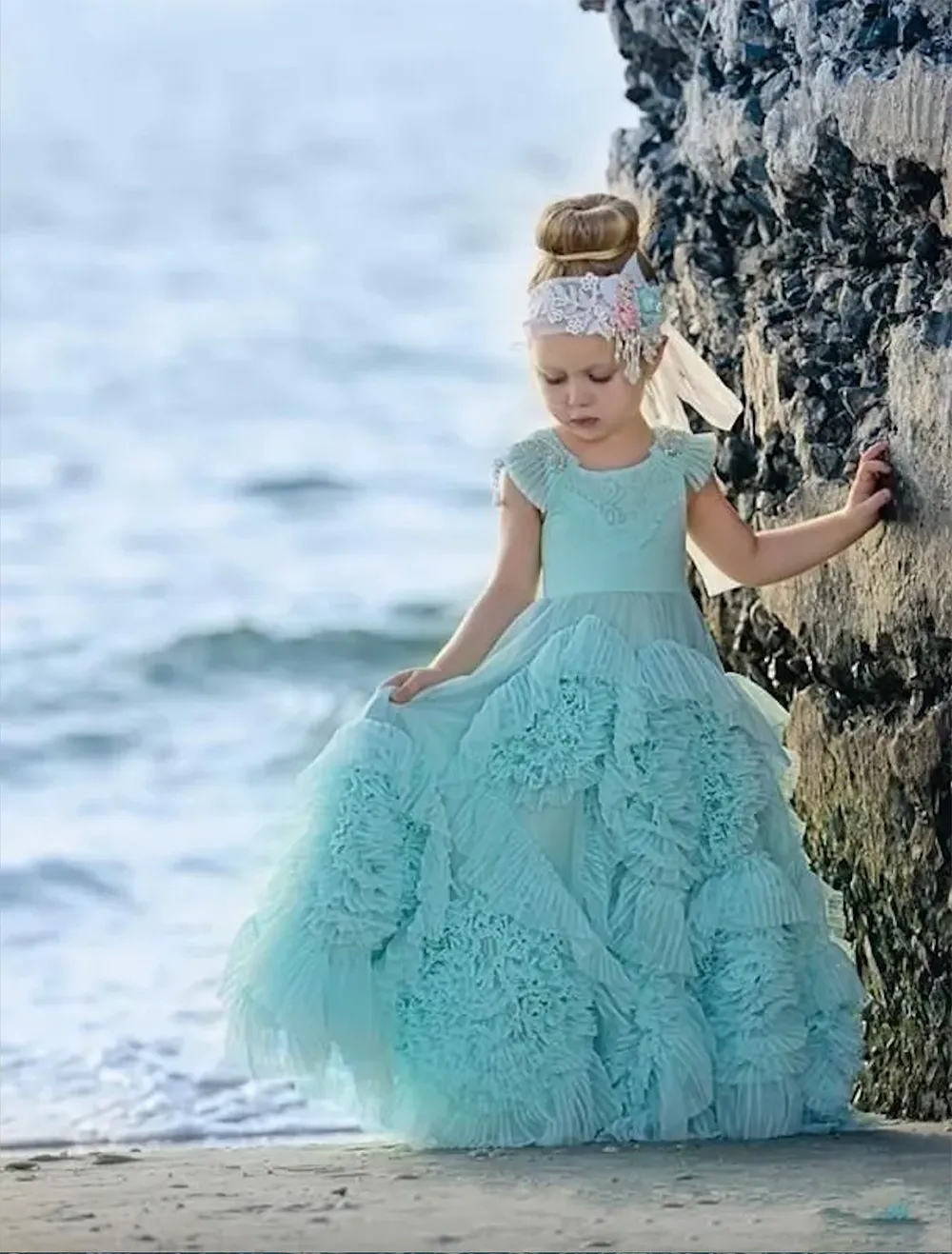 Mint green flower girl dress discount