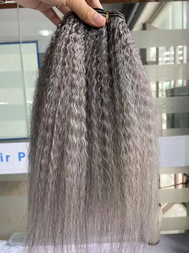 Save Big on Bulk Coarse Yaki Clip Hair Extensions Grey Clip In Hair  Extensions: Silver Grey Human Hair Clip Ins, Kinky Straight, Salt And  Pepper