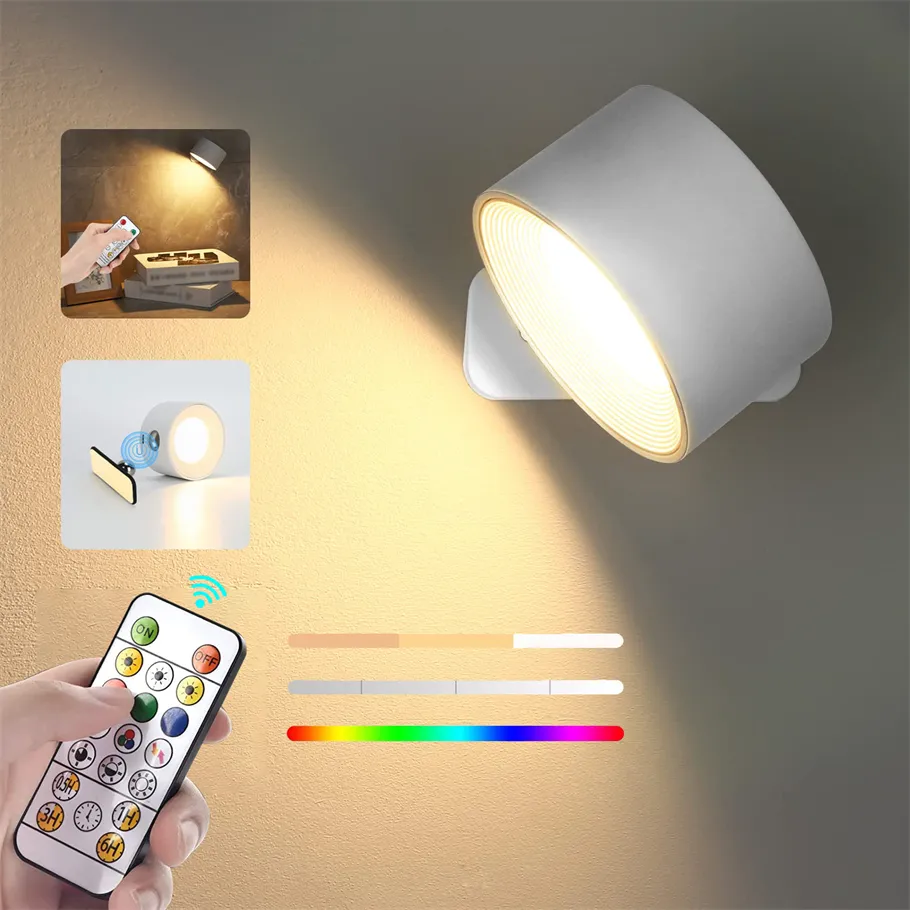 KL Home ® - Applique murale LED 360 ° rechargeable - Incl. télécommande - Sans  fil 