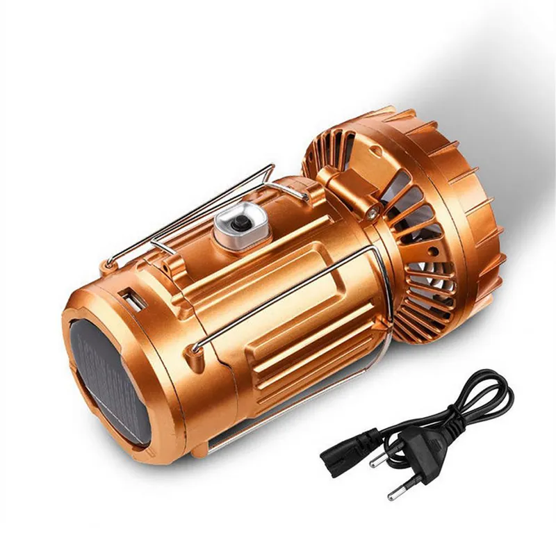 USB Rechargeable Portable LED Solar Fan Camping Light for Outdoor Folding Tent with Emergency Lighting