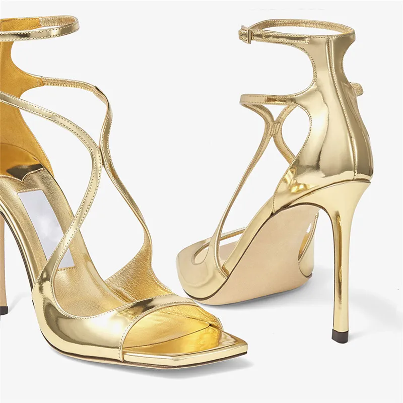 Gold strappy gladiator heels discount