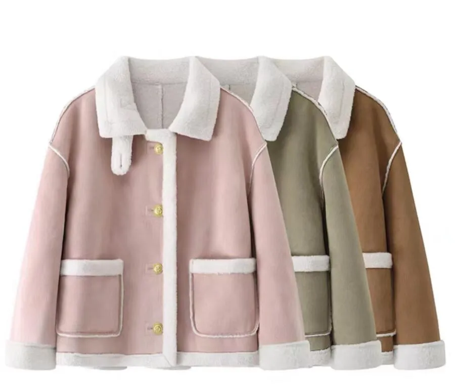 Manteau Long Femme Style Daim Avec Doublure Fourrure - Manteau D'Hiver Élégant Ouvert, Coupe Fluide, Grand Col