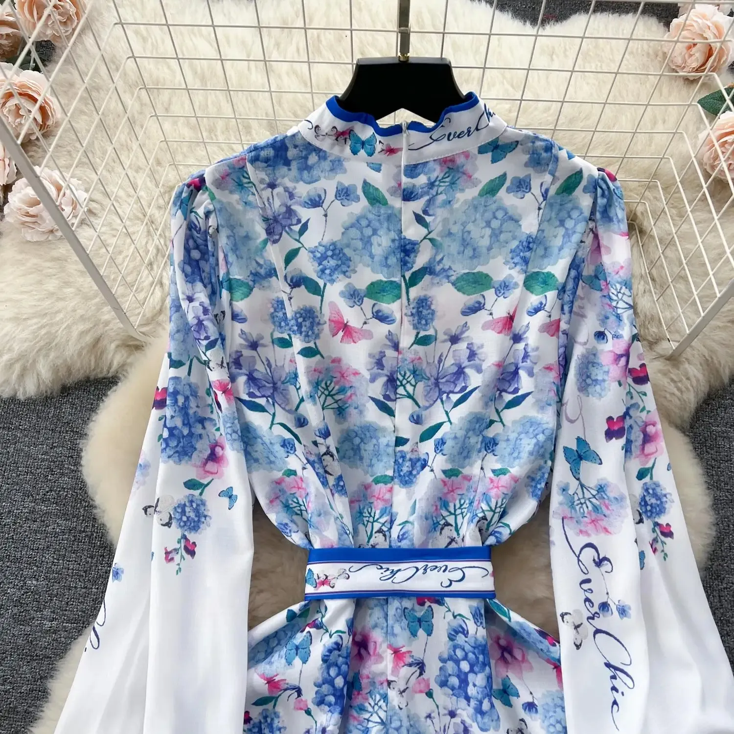 Bohemian Chiffon One Shoulder Mid Calf Floral Midi Dress Bohemian Chiffon One Shoulder Mid Calf Floral Midi Dress