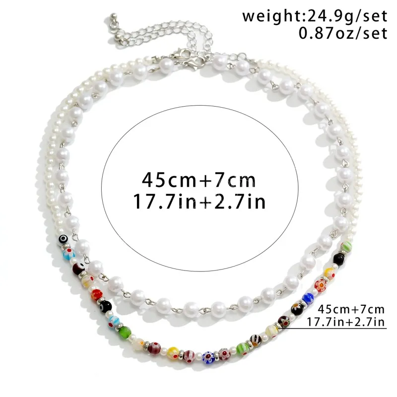 Mens Beaded Necklace: Colorful Acrylic Pearl Choker