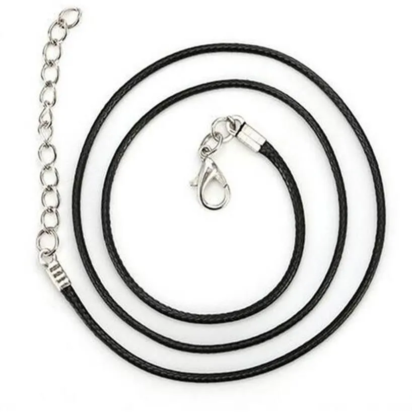 W9 2317 Black Wax Leather Snake Necklace Beading Cord 18in DIY