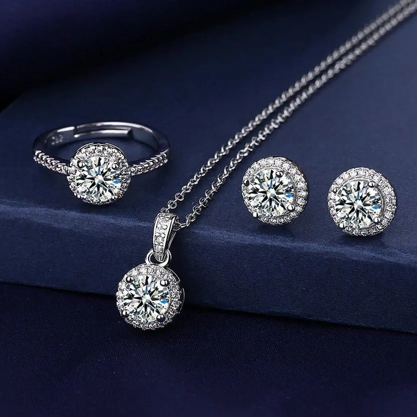 Sterling silver 2024 diamond earrings set