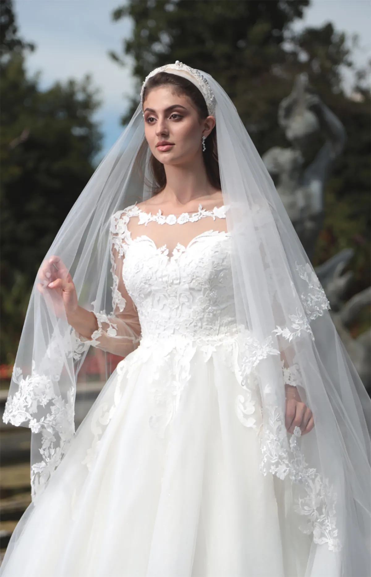 Muslim Bridal Veil, Chapel Length Tulle Veil With... From Dresstop, $37.5