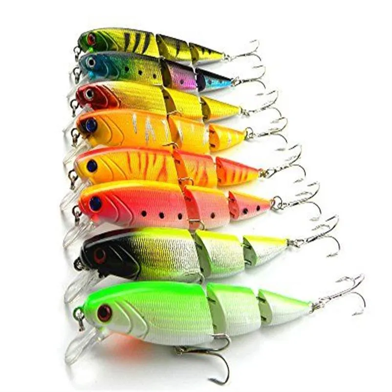 LENPABY 8 pcs Multi Jointed Minnow Fishing Lure Hard Lure Bass Bait  Swimbait for Bass & Trout 10 5cm 4 13 14g3204