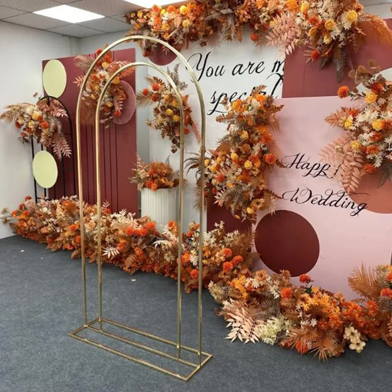 Elegant Gold Plated Double Arch Display Rack For Outdoor Wedding And ...