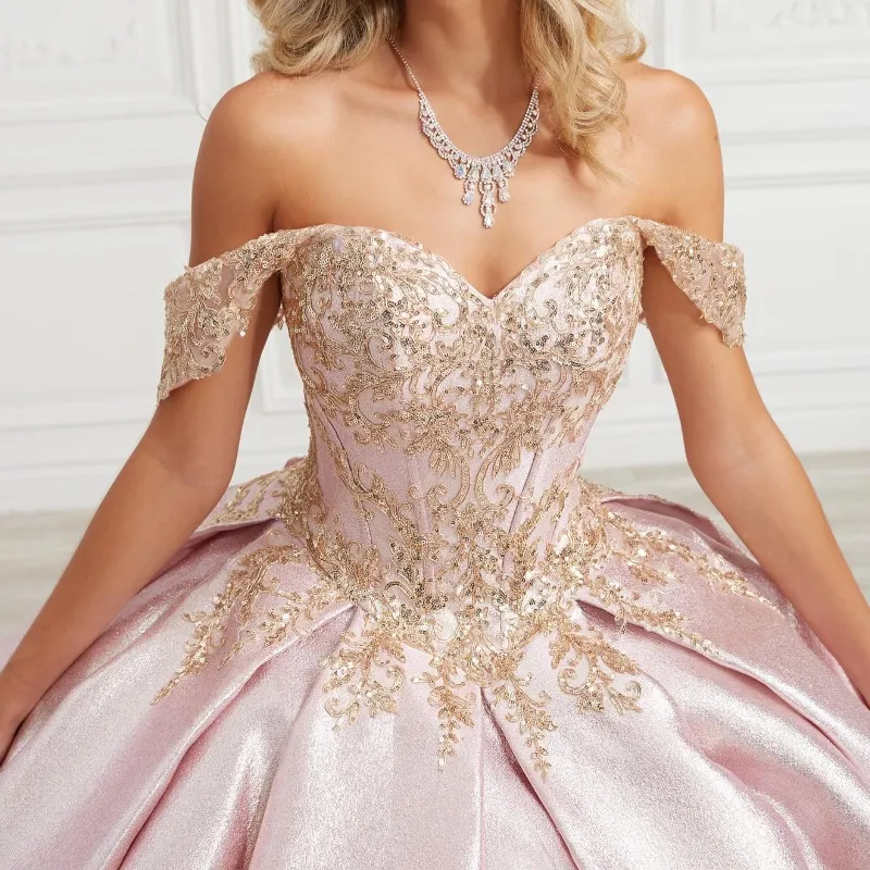 Pink Quinceanera Dress with Beaded Lace Applique Sweet 16 Dress Ball Gowns main image 0