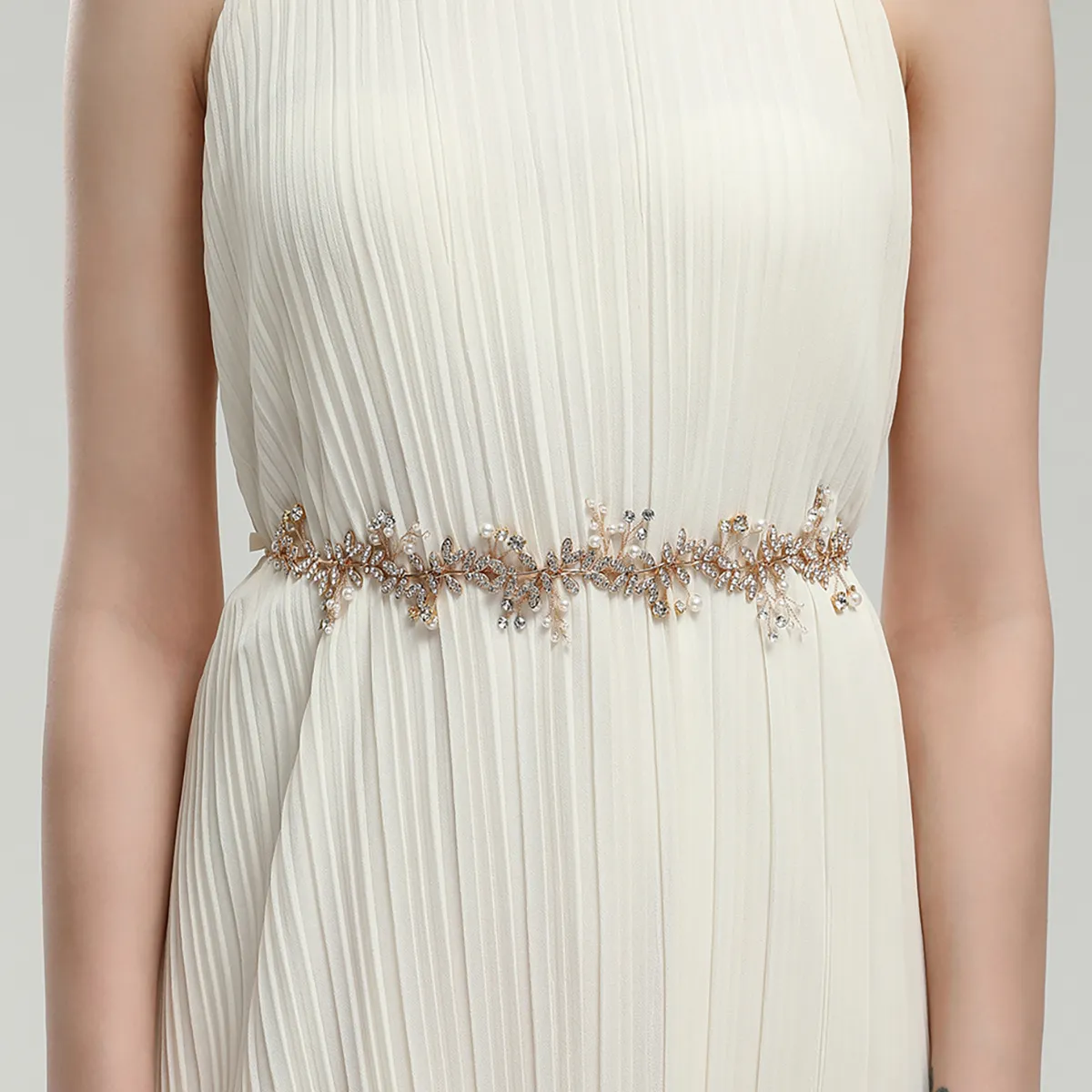 Pearls Sashes Sleeveless Evening Dress Pearls Sashes Sleeveless Evening Dress