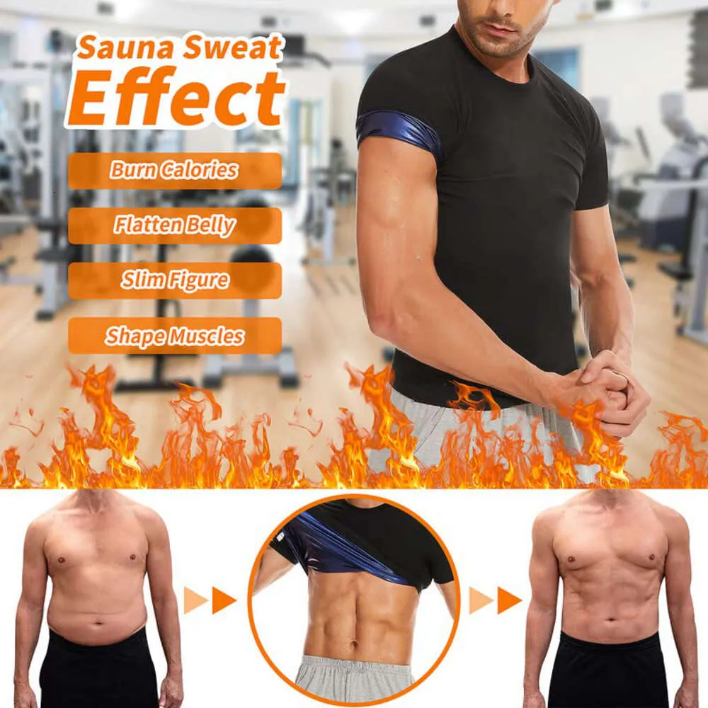 Men Shirt Body Shaper Weight Loss Waist Trainer Corset Slimming Sauna Suit  Tops Shapewear Gym Workout