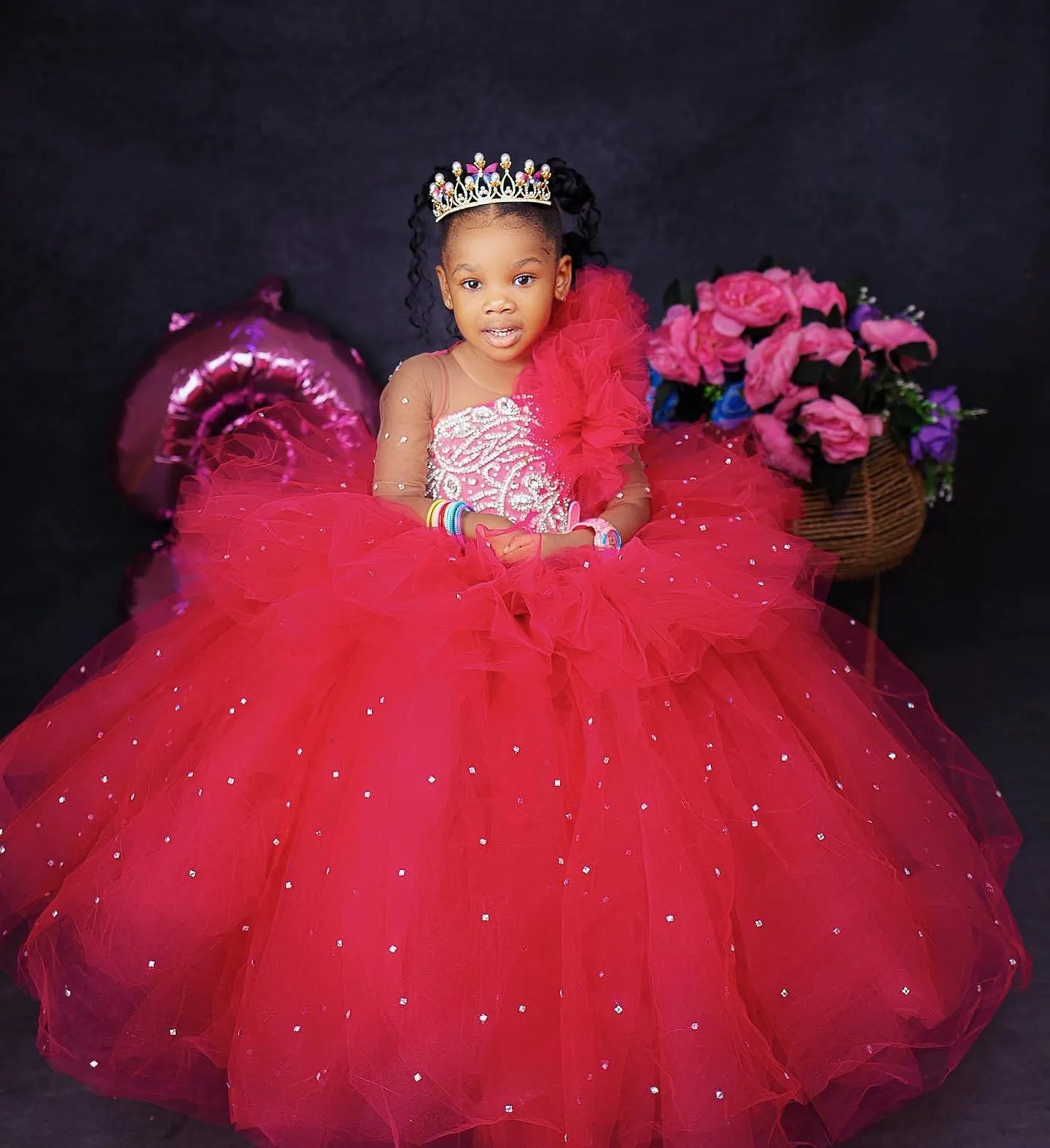 red flower girl dresses