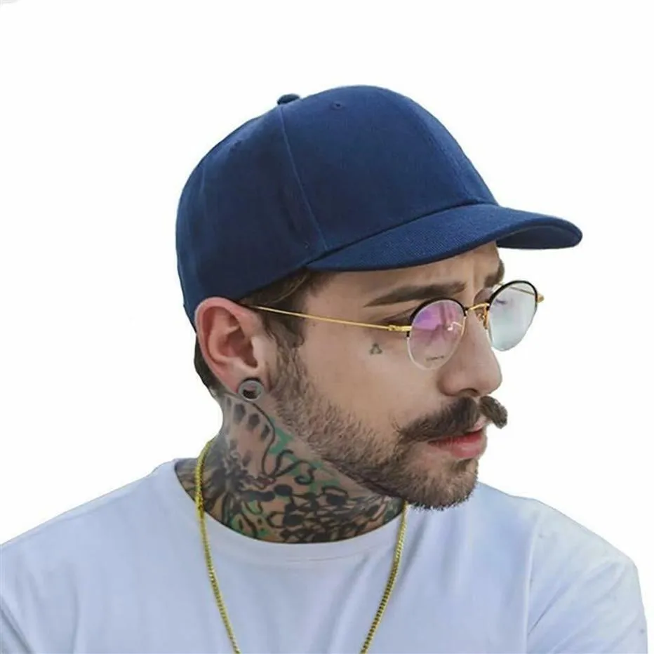 Short Brim Fitted Cap - 4 Size Closed Baseball Hat for Men