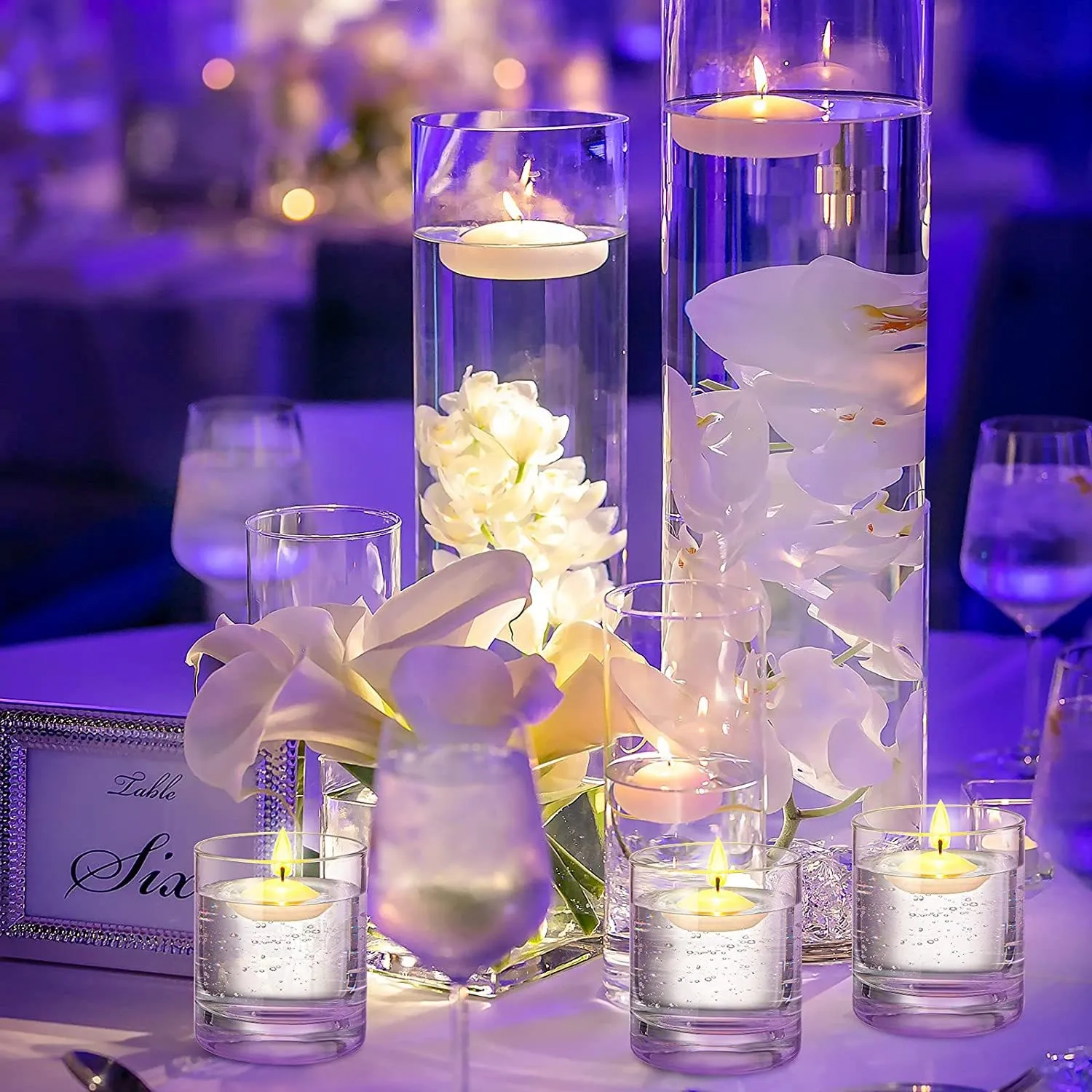 Portavelas cilíndrico de cristal de huracán para centros de mesa,  portavelas votivos transparentes para bodas, portavelas decorativos para  decoración