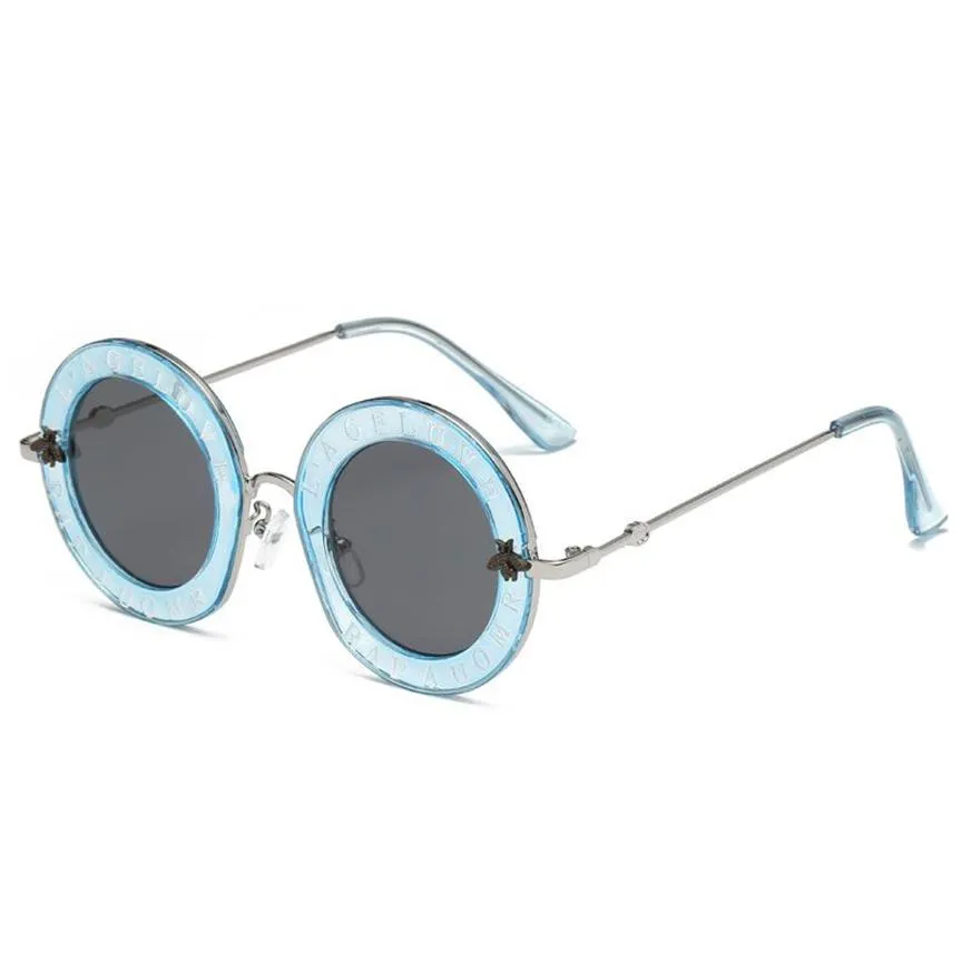 DHgate Mens Retro Round Sunglasses with English Letters Little Bee Design Unisex Brand Glasses Fashion Accessories