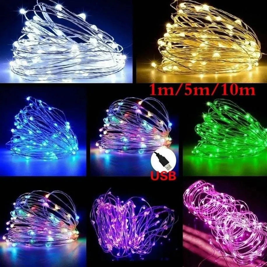 1M 5M 10M LED Guirlande Lumineuse USB Fil De Cuivre Festival De