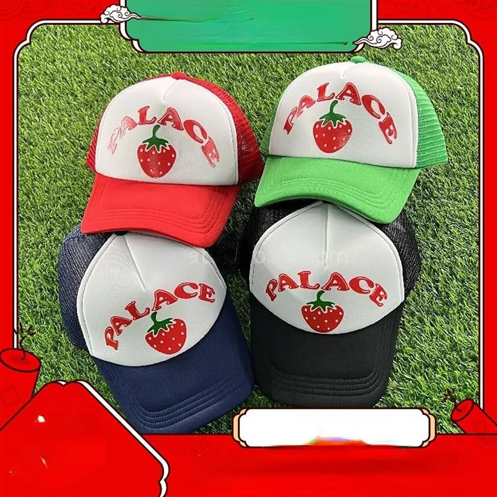 DHgate Strawberry Palace Trucker Cap Adjustable Large Trucker Hat with Mesh Panels Fashion Accessories