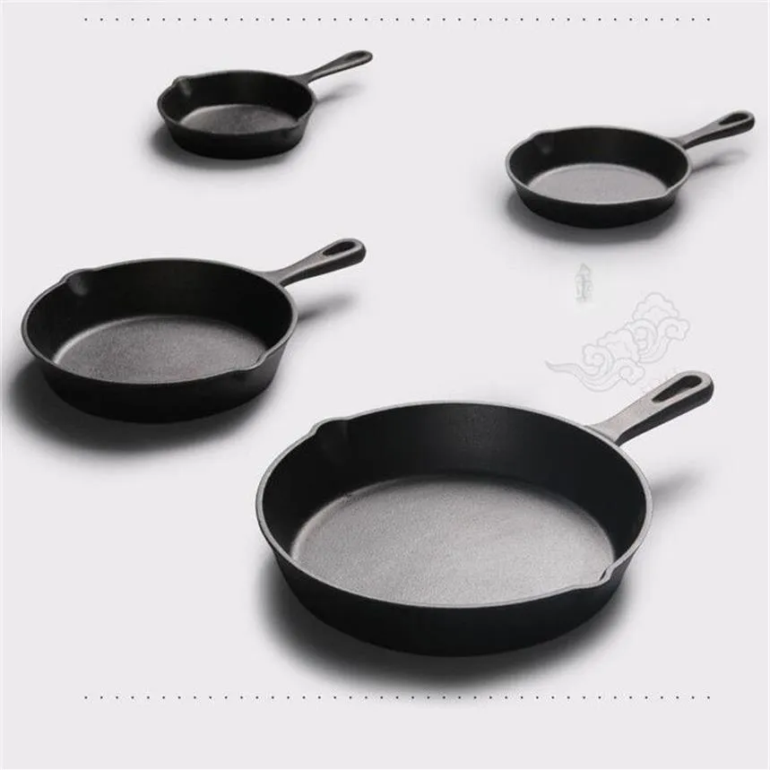 3Pcs/Set 14-26CM Cast Iron Skillet Frying Pan for Gas Induction