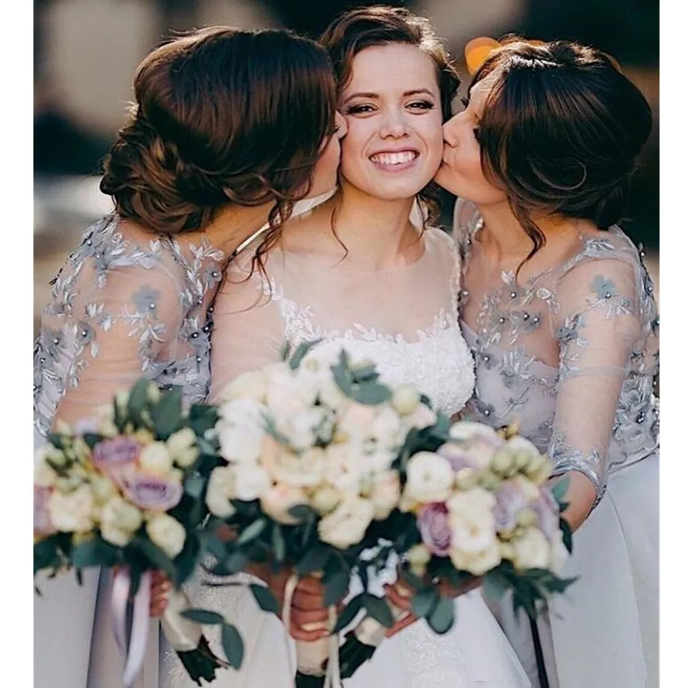 Sier Scoop A Line Bridesmaid Dresses Guest Gowns Prom... From Babydress126,  $104.37