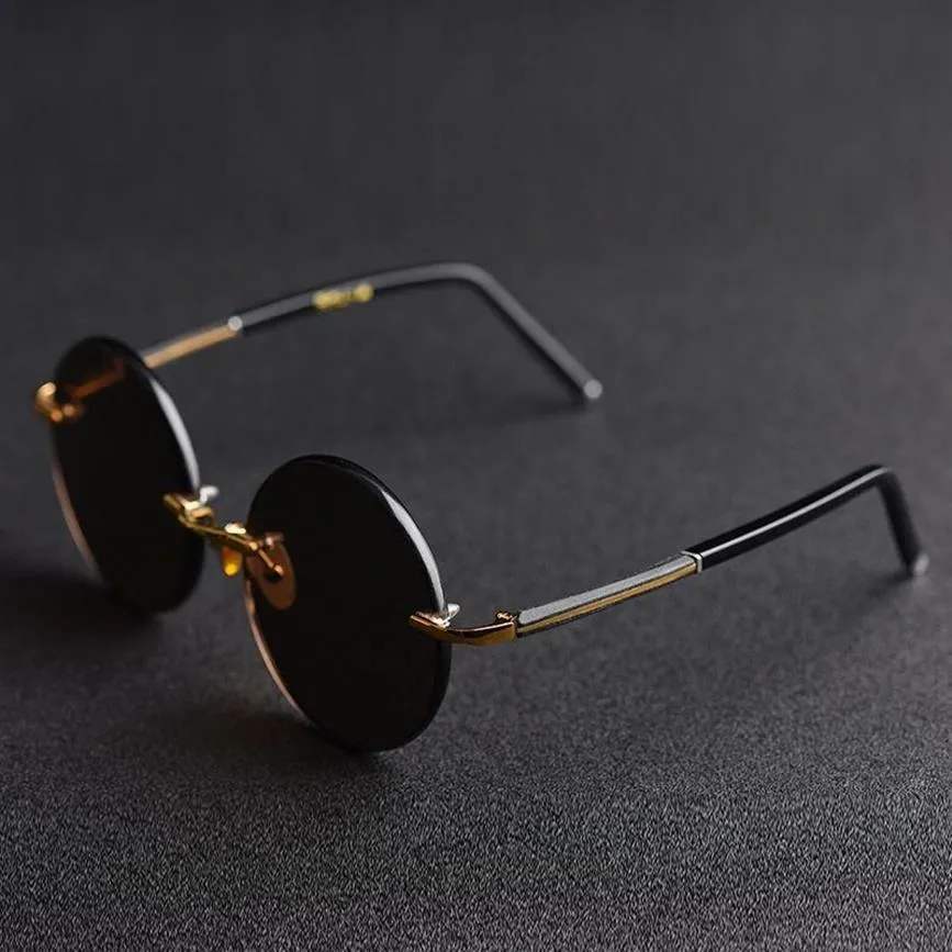 Round Rimless Brown Vintage Oversized Sunglasses for Men 58mm-150mm Big  Large UV Protection