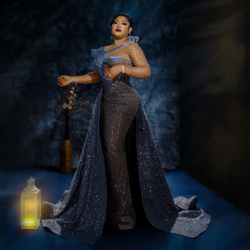 Dusty Blue Aso Ebi Evening Dresses Long Sleeves Mermaid Prom Dress with  Detachable Train Birthday Party Gowns for African Black Women Engagement  Gala Gown AM129 from Dhgate Prom Dresses - price 382.08