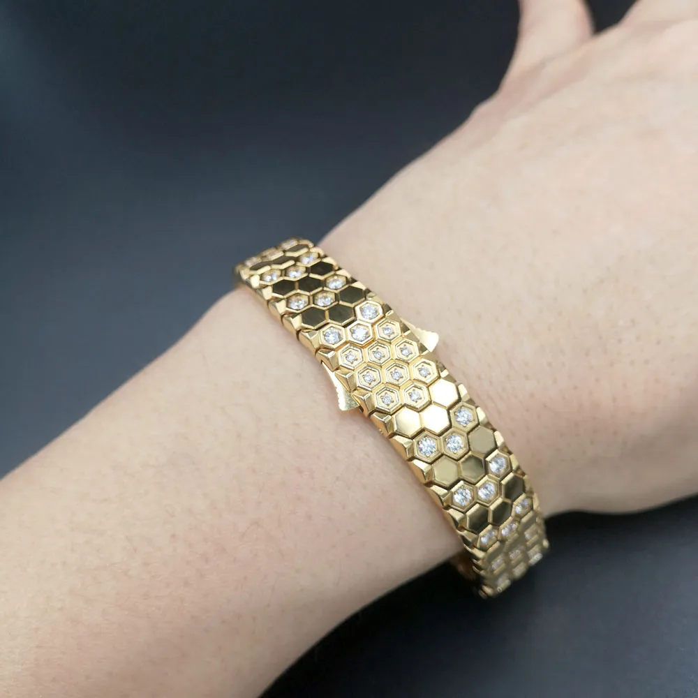 DHgate.com:Titanium Steel Honeycomb Rhombus With Zircon DHgate.com:Titanium Steel Honeycomb Rhombus With Zircon