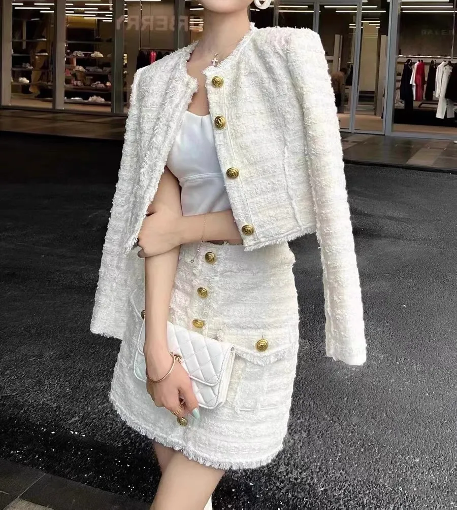 DHgate.com:Tantalizing Tweed Mini Dress Set: Handcrafted