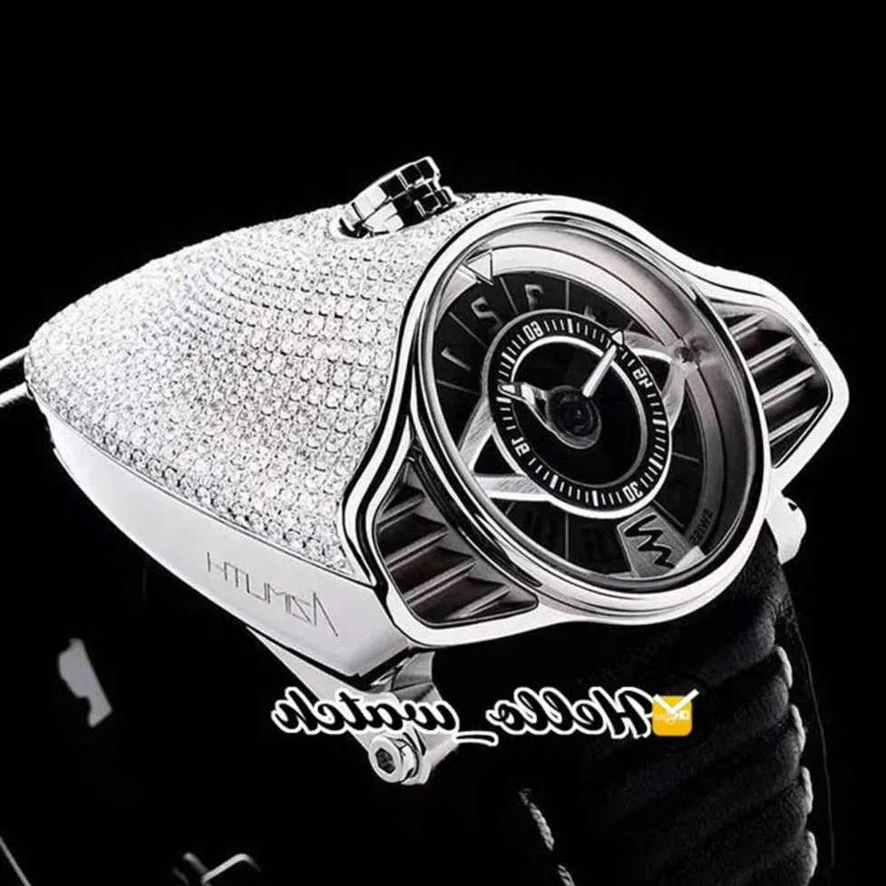 AZIMUTH Gran Turismo Diamond Automatic Men's Watch, Leather Strap, Black & Silver AZIMUTH Gran Turismo Diamond Automatic Men's Watch, Leather Strap, Black & Silver