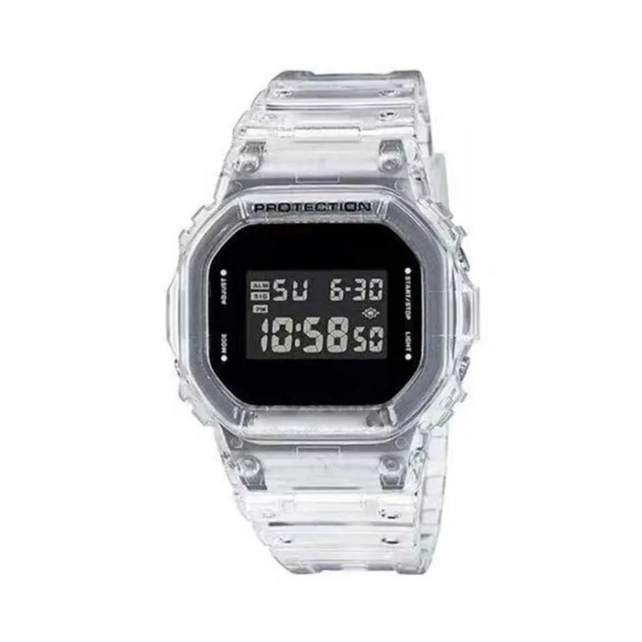 Armbanduhren Hohe Qualität G 5600 Transparentes Armband Männliche Uhr LED  Elektronisches Digitales Eis Mit Weltzeit Kleine Quadratische Uhr303o Von  62,08 €