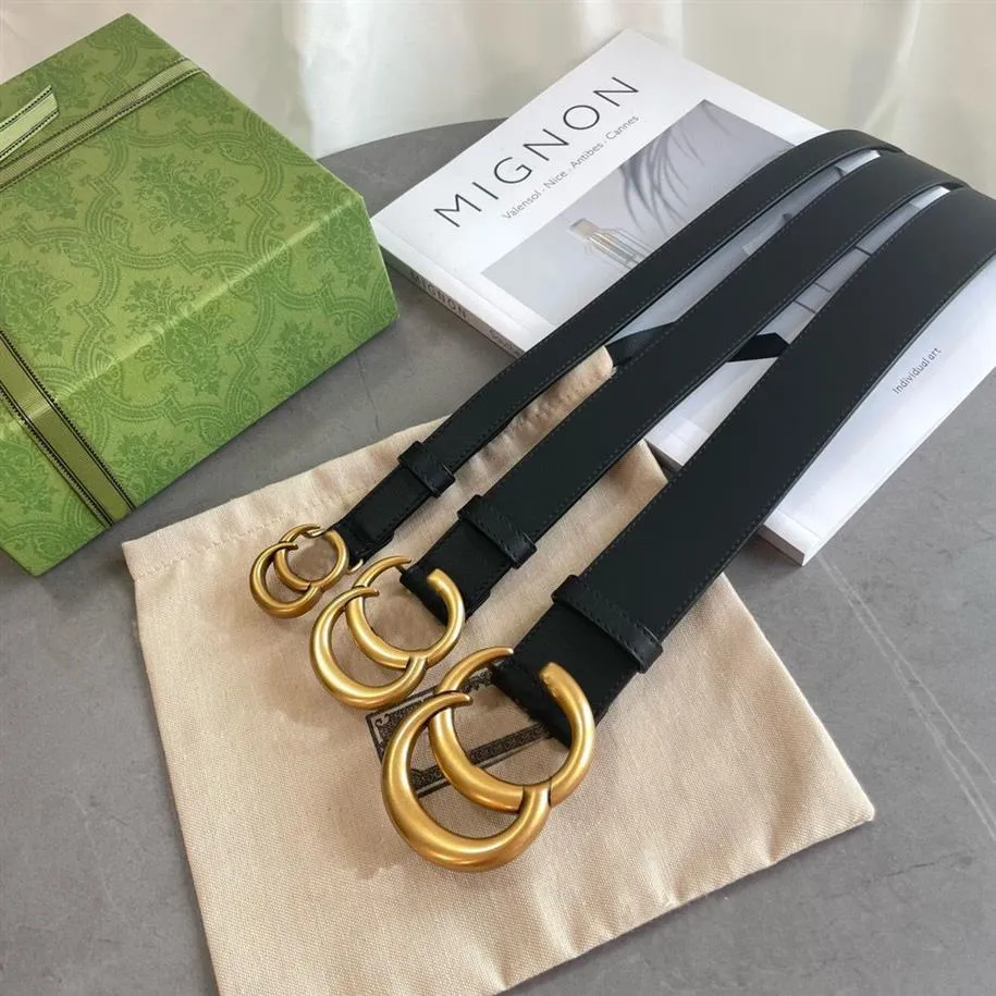 Genuine Leather Womens Belt with Big Box Buckle, 3 Widths