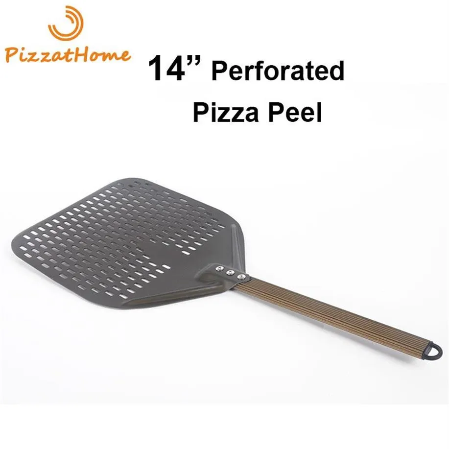 PizzAtHome 14 12 pollici pala per pizza perforata pala per pizza  rettangolare pala per rivestimento duro pala per pizza corta 186P