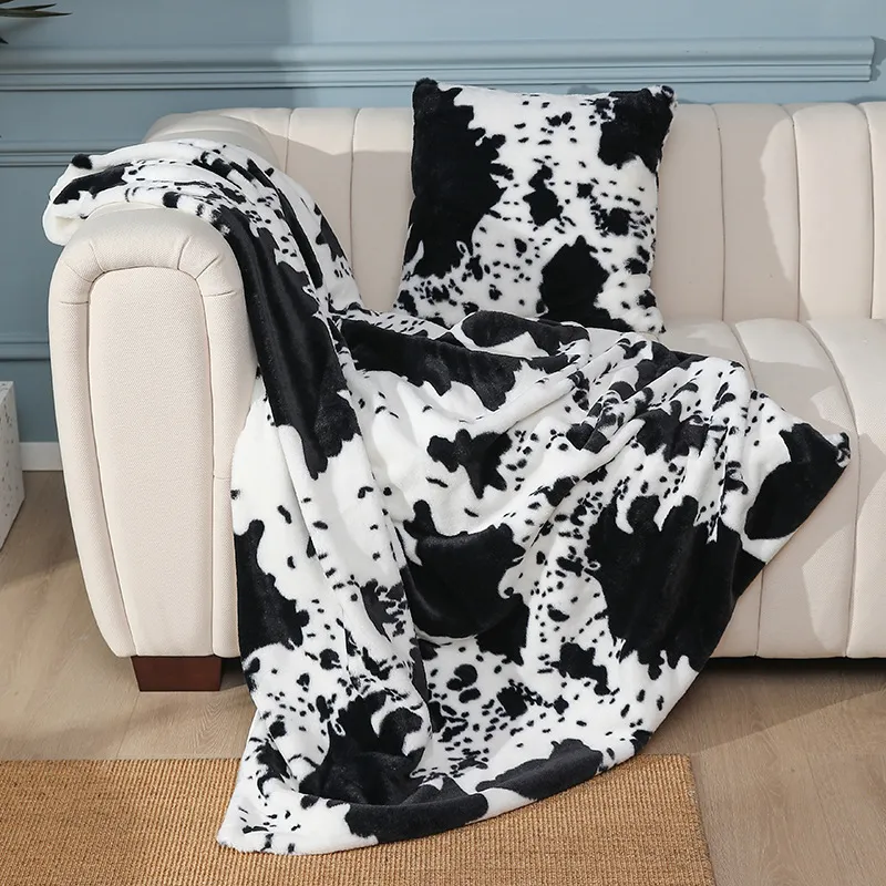 Black and white cow print throw blanket hotsell