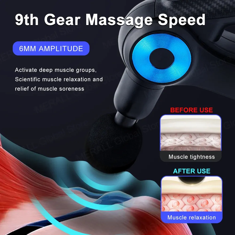 Masajeador de cuerpo completo Pistola profesional Relajacion muscular Vibrador Cuello Espalda Pierna Compresion Forma del cuerpo Masaje 231214