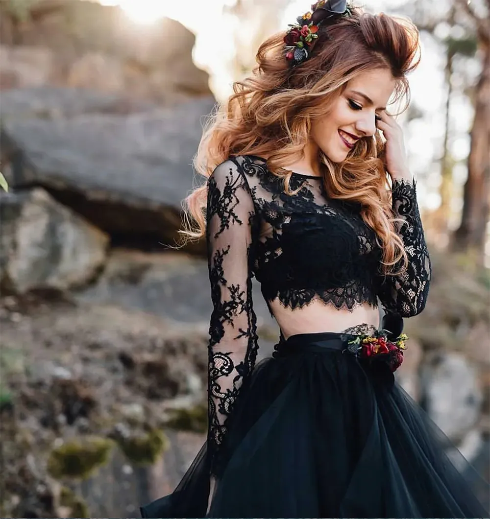 Boho Black Lace Beach Wedding Dress A Line Tulle... From Verycute, $79.96 |  DHgate.Com