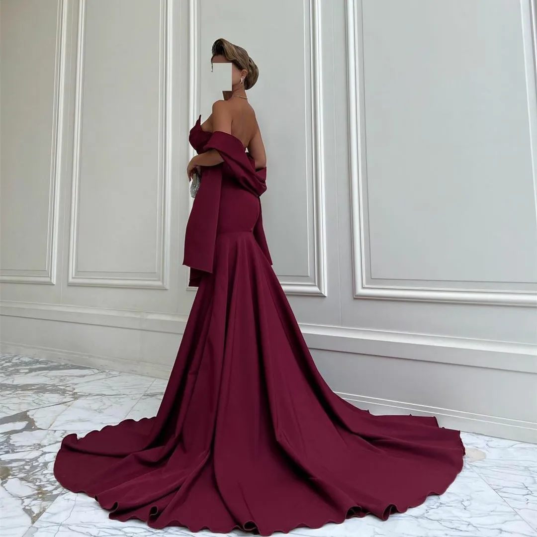 knee length dresses for ladies Elegant A-Line V-Neck Long Sleeves Satin Court Train Wedding Dresses w –  Suzhoudress main image 0