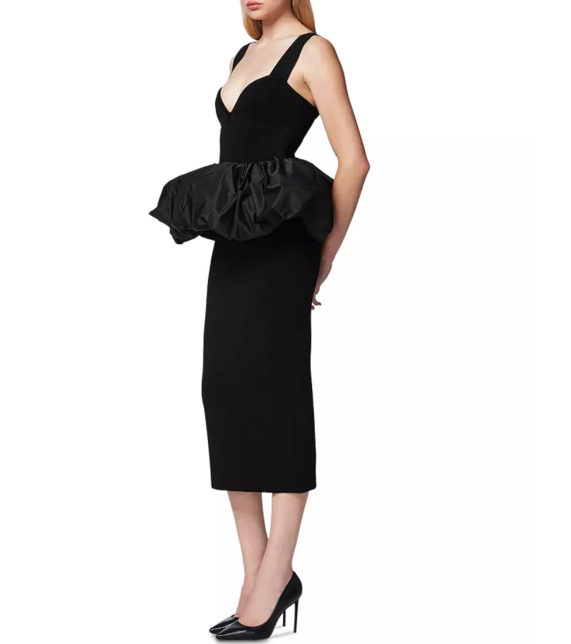 black velvet tea length dress Open Back Black Velvet Tea Length Prom Dresses, Black Velvet Homecomin –  Lwt Dress main image 1