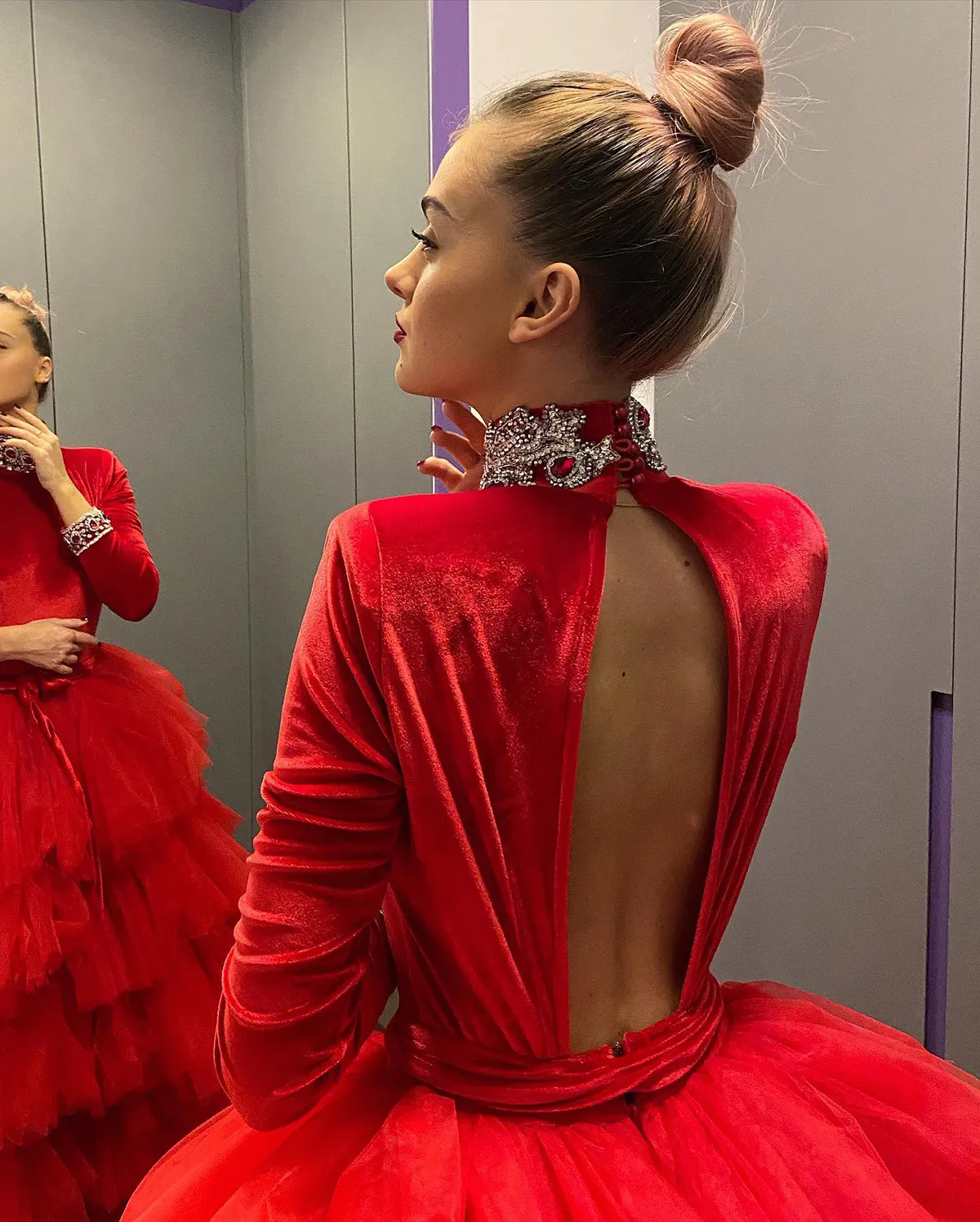 Red Velvet Long Sleeve Backless Prom Dress with Sweep Train and Lace-Up  Zipper Closure from Dhgate Prom Dresses