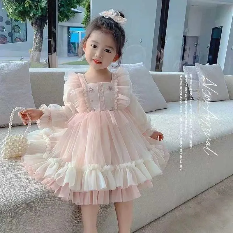 Girls' Knee-Length Long-Sleeved Lolita Princess Shaggy Mesh Dress with Puff  Sleeve and V-Neck for Spring Autumn from Dhgate Girl's Dresses - price 41.05