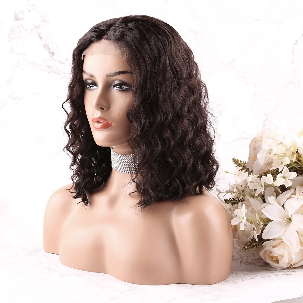 Glueless Bob Wigs Human Hair Pre Plucked, 4x4 Lace Closure Quality Wig Hair 200 Density, Ready to Go Wigs with Bleached Knots Water Wave Kinky Curly Bella Hair Trending