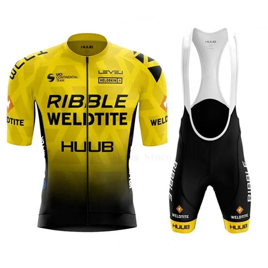 HUUB Ribble Weldtite Cycling Team Jersey 2021 Summer Short Sleeves Breathable MTB Maillot Ciclismo Hombre Suit238N