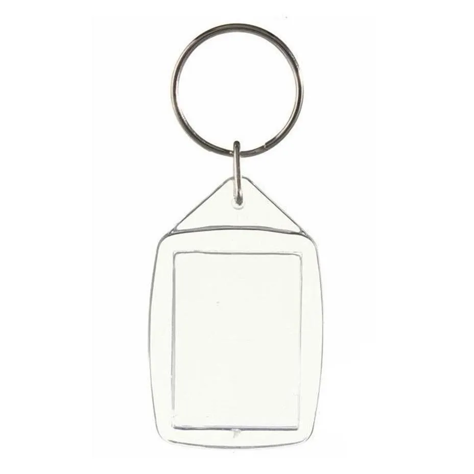 Clear Acrylic Plastic Blank Keyrings Insert Passport Po Keychain Keyfobs Keychian Key Chain