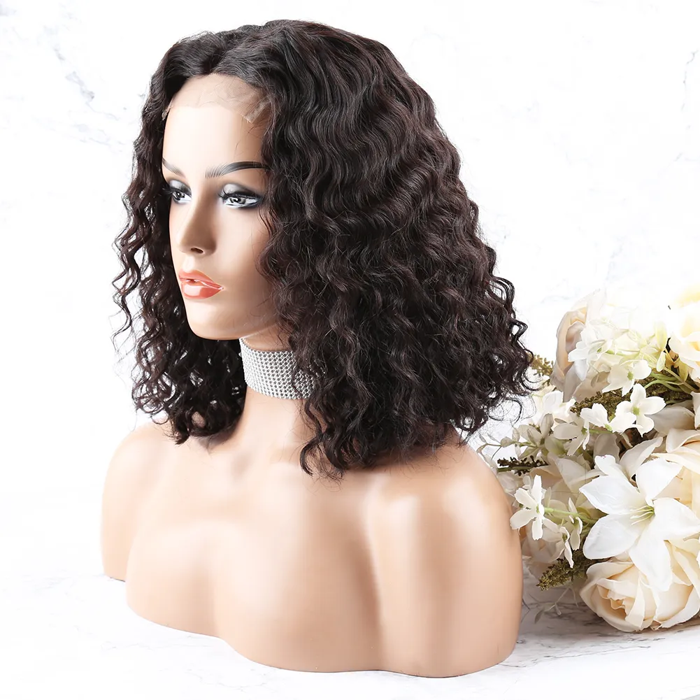 Glueless Bob Wigs Human Hair Pre Plucked, 4x4 Lace Closure Quality Wig Hair 200 Density, Ready to Go Wigs with Bleached Knots Water Wave Kinky Curly Bella Hair Trending