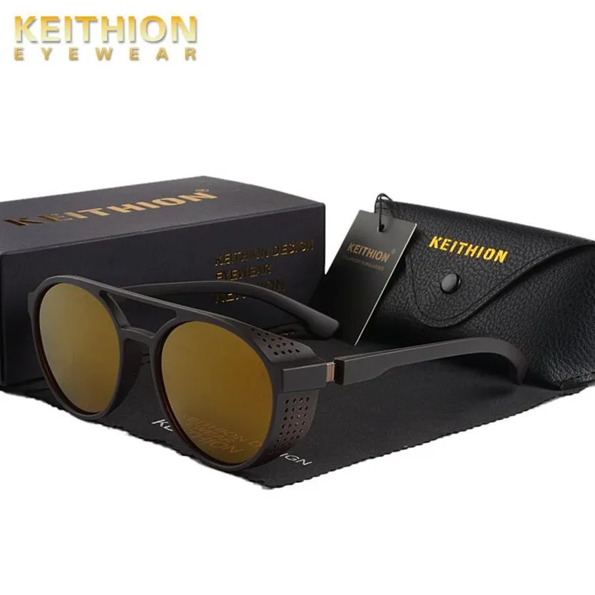 KEITHION Round Polarized Sunglasses Steampunk Men Women Brand