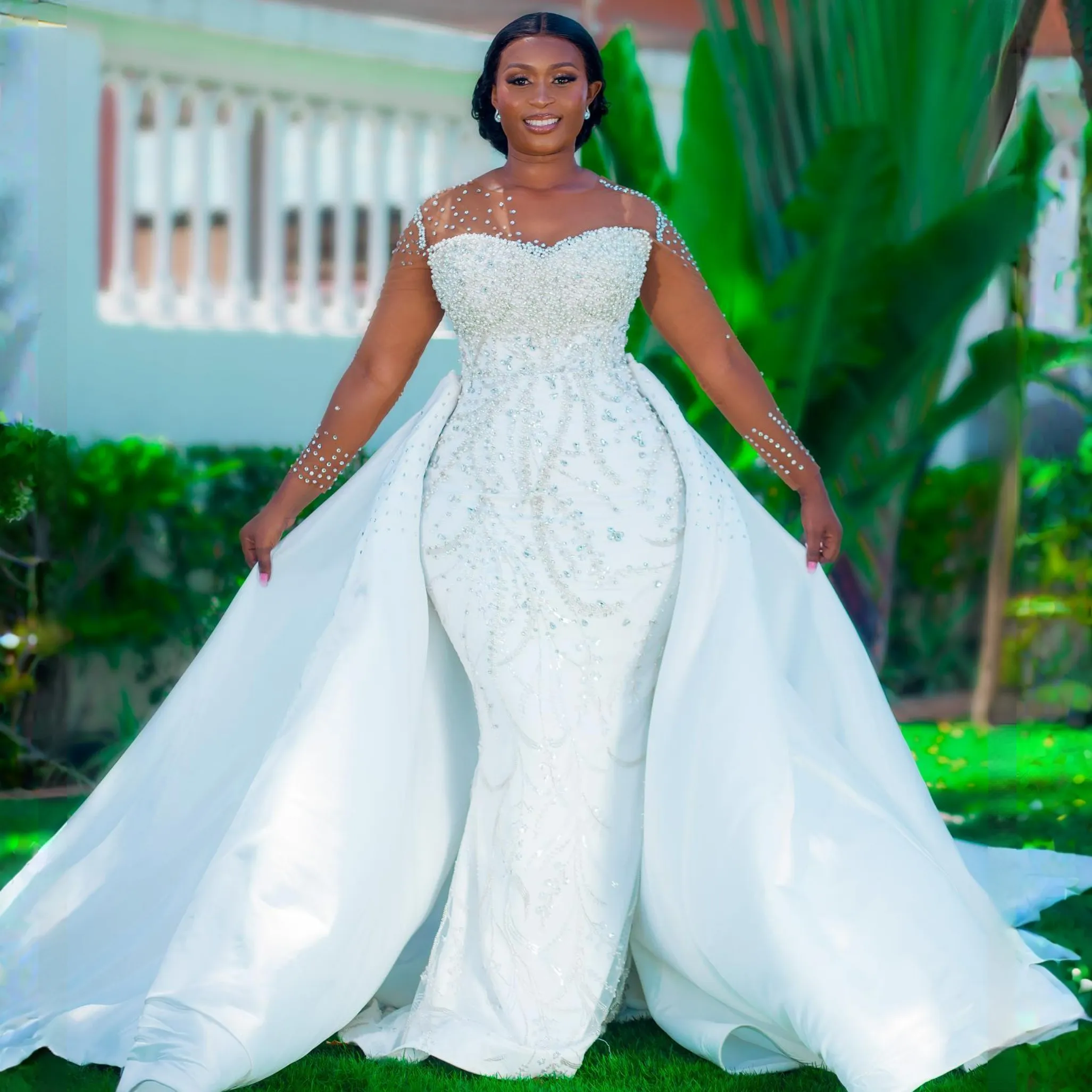 Mermaid Aso Ebi Wedding Dresses 2024 Plus Size Beaded Bridal Gowns With Detachable Train For African Women From Choosedress 387.86 DHgate.Com