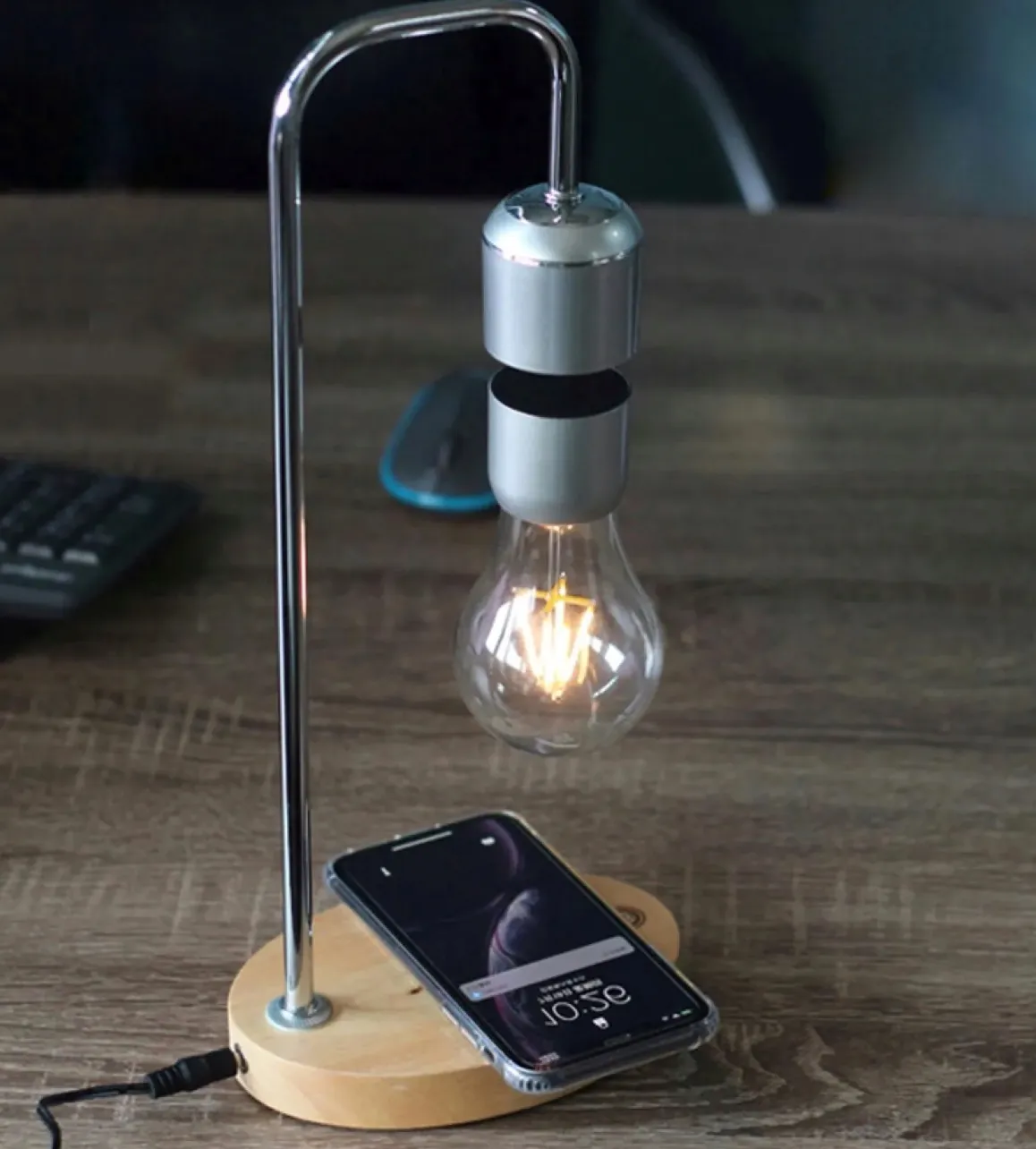 Levitating Light Bulb with Wireless Phone Charger Floating Lamp