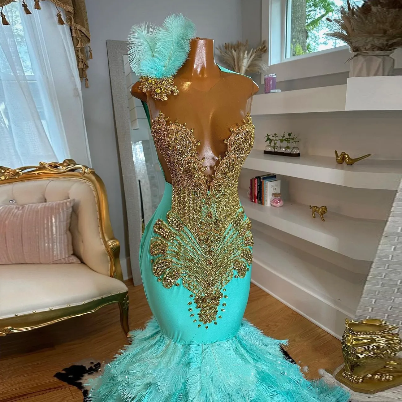 princess polly baby blue dress Sequin V-Neck Backless Mermaid Prom Dress 48518 main image 1