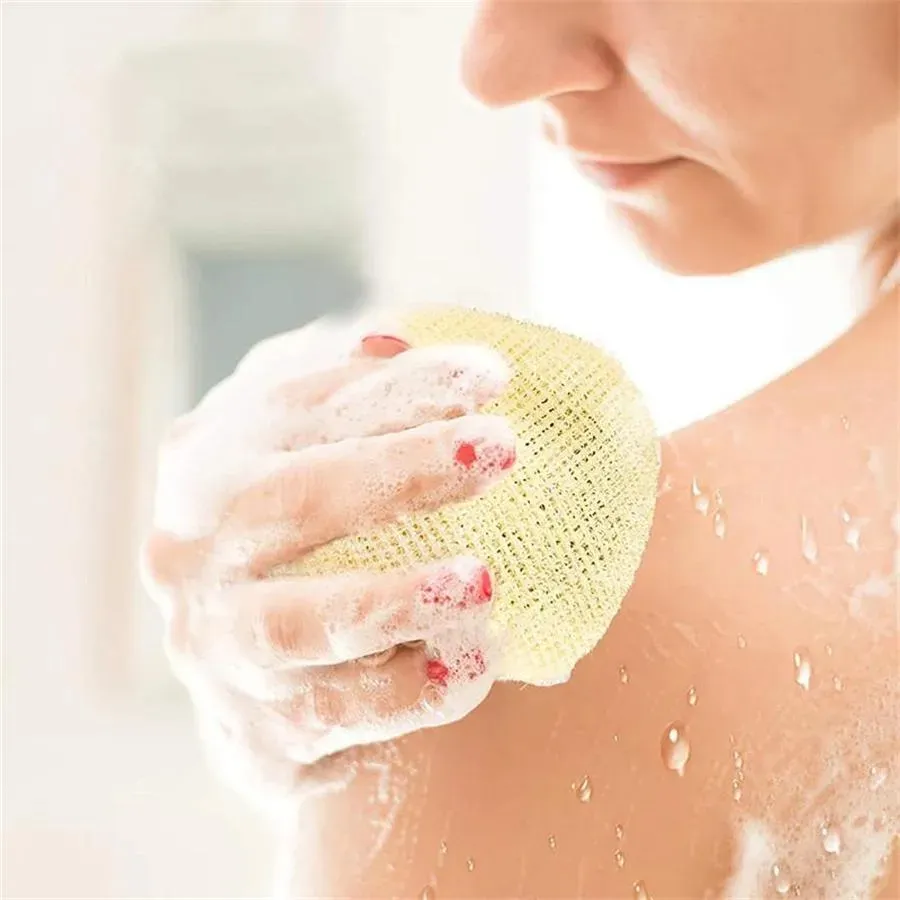 Exfoliating Mesh Bags Saver Pouch For Shower Body Massage Scrubber Natural Organic Ramie Soap Holder Bag Pocket Loofah Bath Spa Bubble Foam With Drawstring